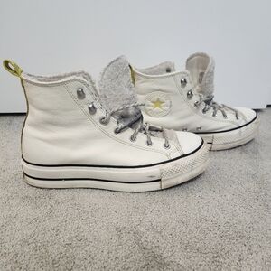 Converse Chuck Taylor All Star Lift Platform High Top Leather Sherpa Women's 10